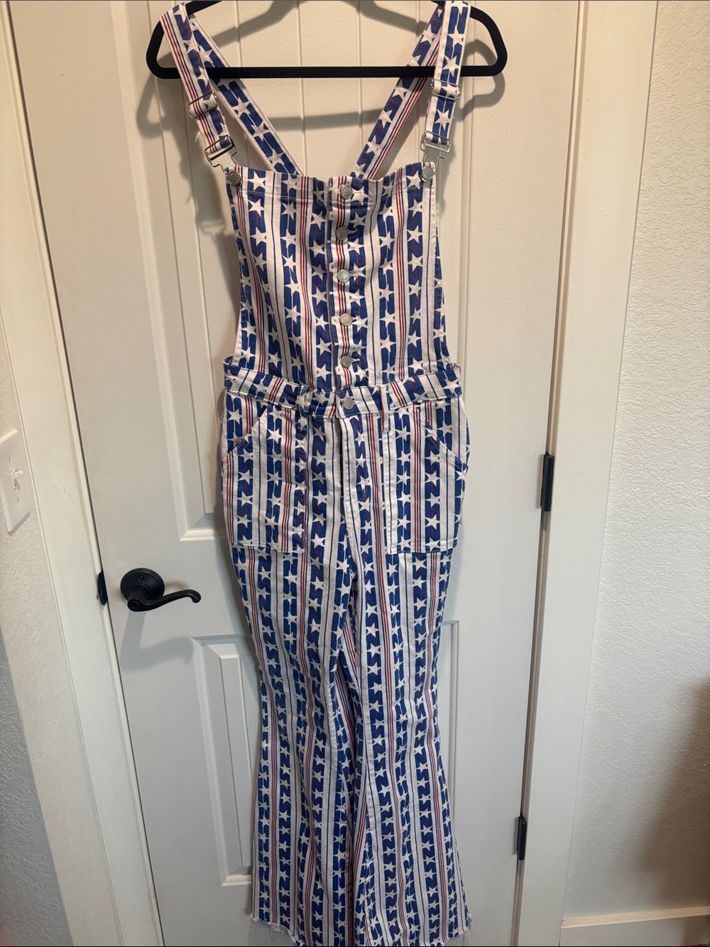 Judy Blue Red, White & Blue Striped Overall Jumpsuit
